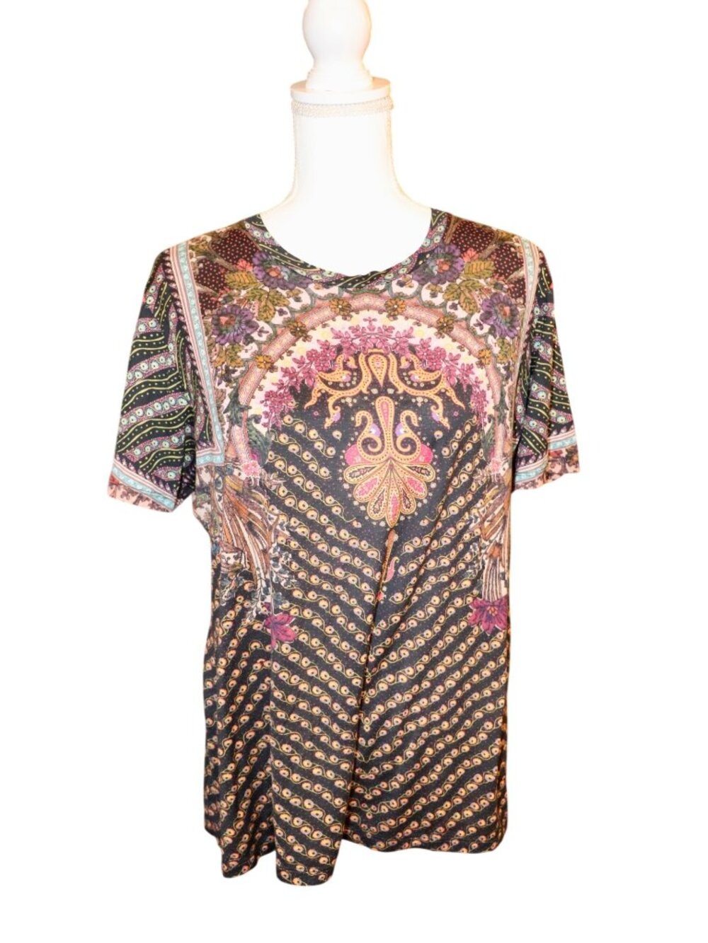 Etro 44 Womens Multicolor Short Sleeve Printed Top, fits L